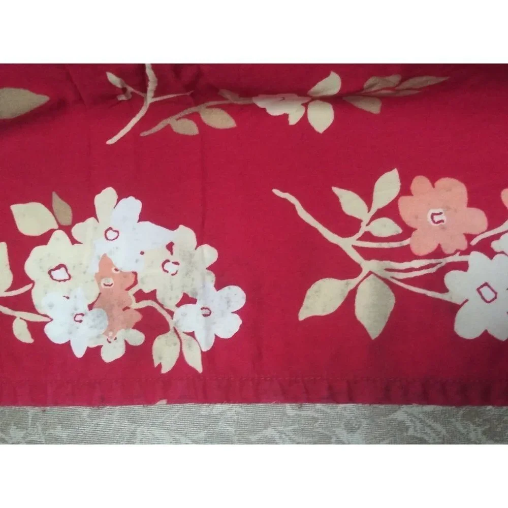 Woolrich 100% COTTON RED shower curtain floral bathroom curtain FLAW 71x72 HTF